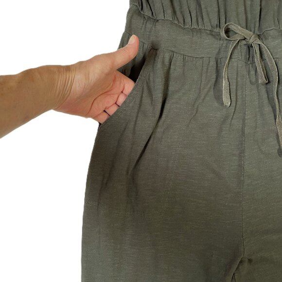 Caslon Sleeveless Slub Jumpsuit Size M Gray Green - Picture 4 of 16